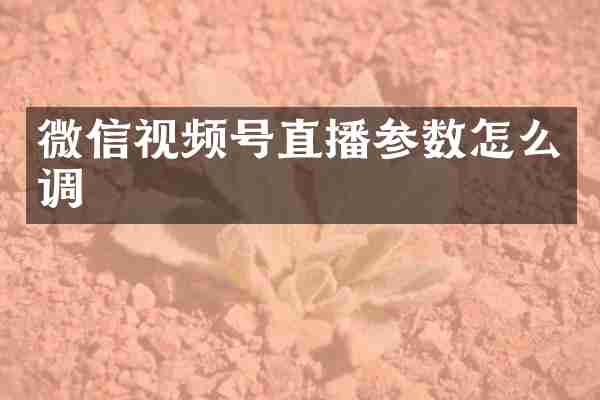 微信视频号直播参数怎么调