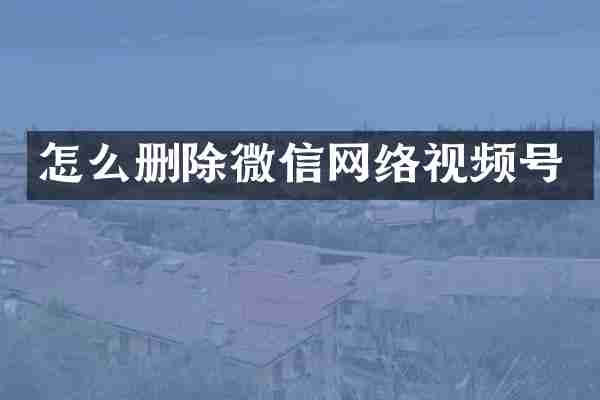 怎么删除微信网络视频号