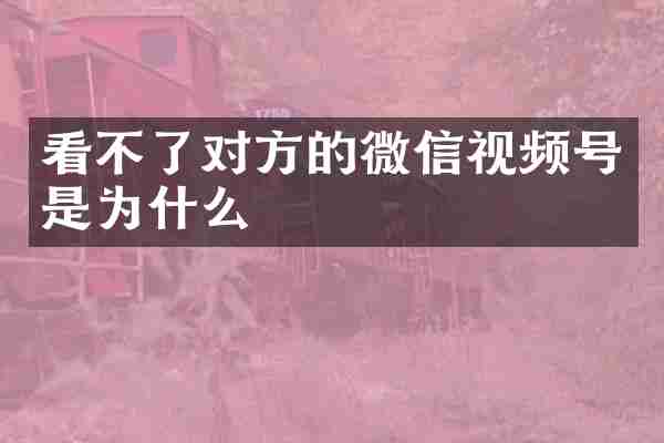 看不了对方的微信视频号是为什么