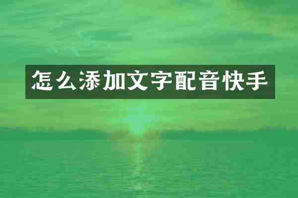 怎么添加文字配音快手
