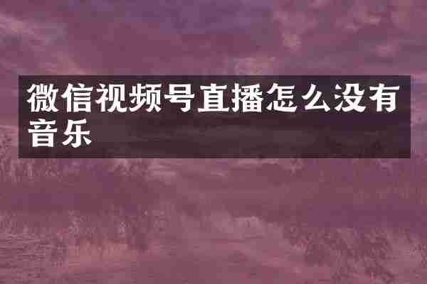 微信视频号直播怎么没有音乐