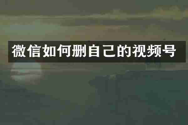 微信如何删自己的视频号