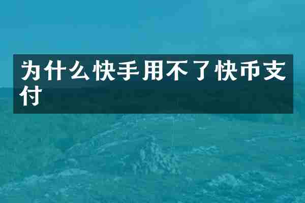 为什么快手用不了快币支付