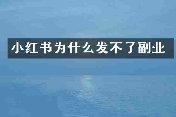 小红书为什么发不了副业