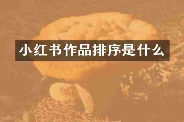 小红书作品排序是什么