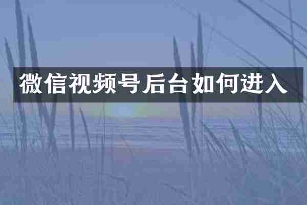 微信视频号后台如何进入