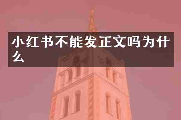 小红书不能发正文吗为什么
