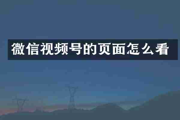 微信视频号的页面怎么看