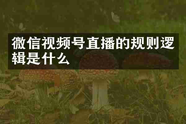 微信视频号直播的规则逻辑是什么