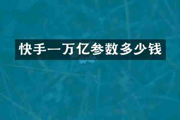快手一万亿参数多少钱