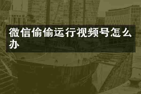 微信偷偷运行视频号怎么办