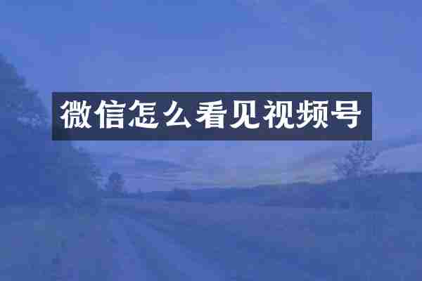 微信怎么看见视频号