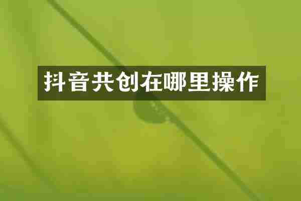 抖音共创在哪里操作
