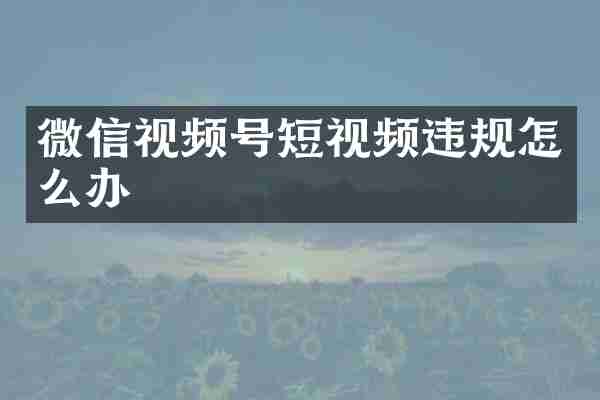 微信视频号短视频违规怎么办