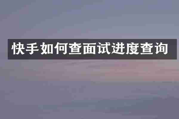 快手如何查面试进度查询