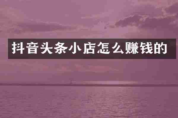 抖音头条小店怎么赚钱的