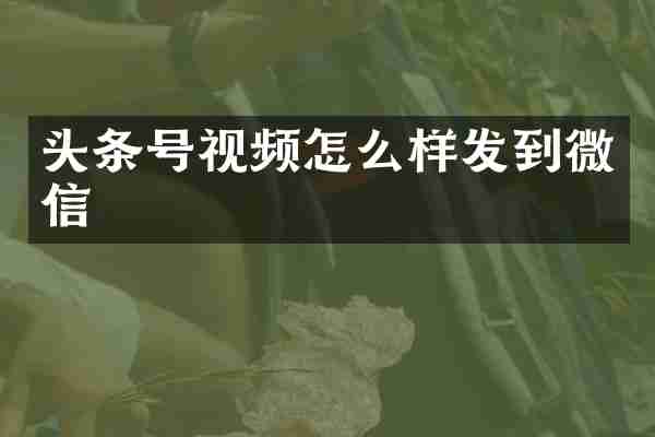 头条号视频怎么样发到微信