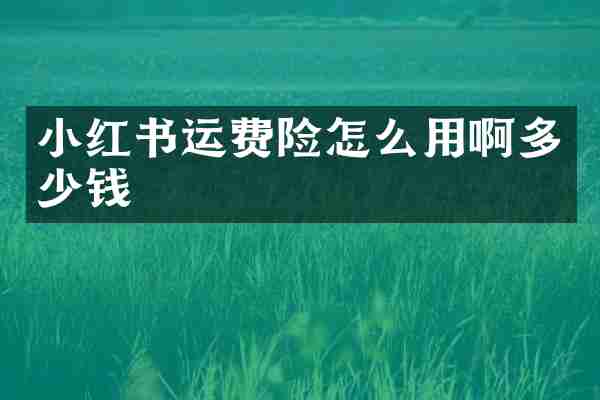 小红书运费险怎么用啊多少钱