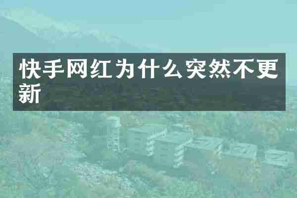 快手网红为什么突然不更新