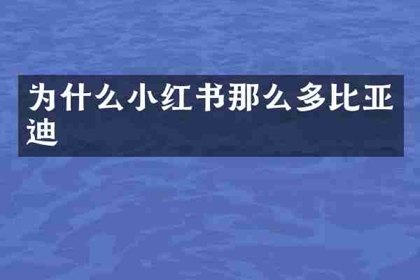 为什么小红书那么多比亚迪