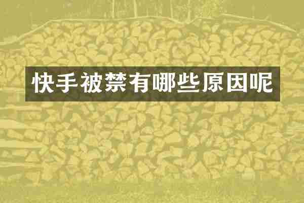 快手被禁有哪些原因呢