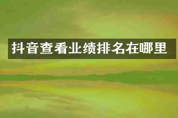 抖音查看业绩排名在哪里