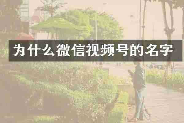 为什么微信视频号的名字