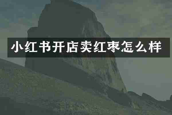 小红书开店卖红枣怎么样