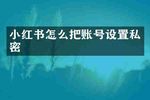小红书怎么把账号设置私密