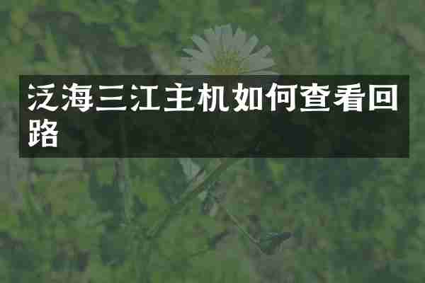 泛海三江主机如何查看回路