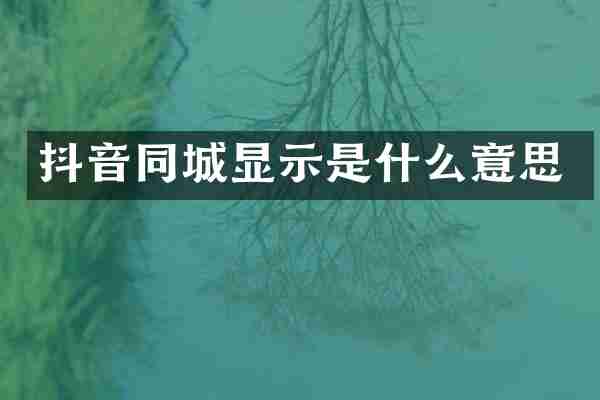 抖音同城显示是什么意思