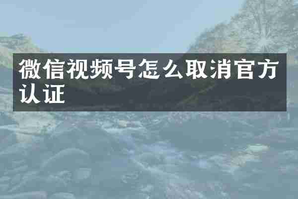 微信视频号怎么取消官方认证
