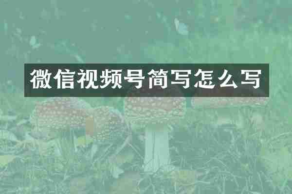 微信视频号简写怎么写
