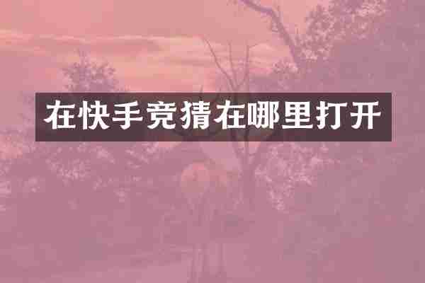 在快手竞猜在哪里打开
