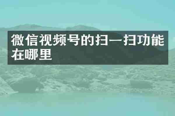 微信视频号的扫一扫功能在哪里