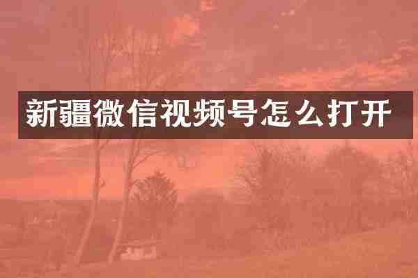 新疆微信视频号怎么打开