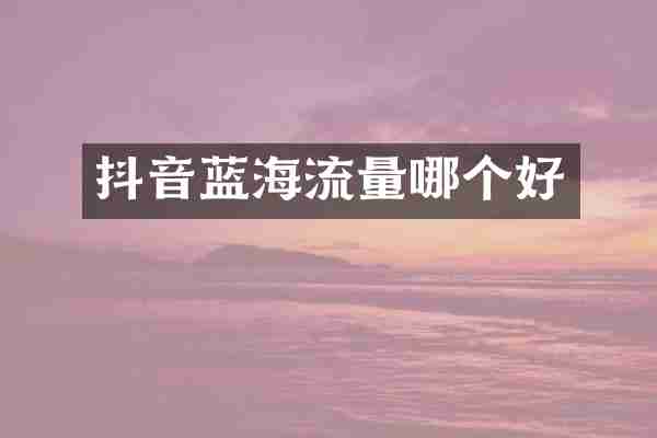 抖音蓝海流量哪个好