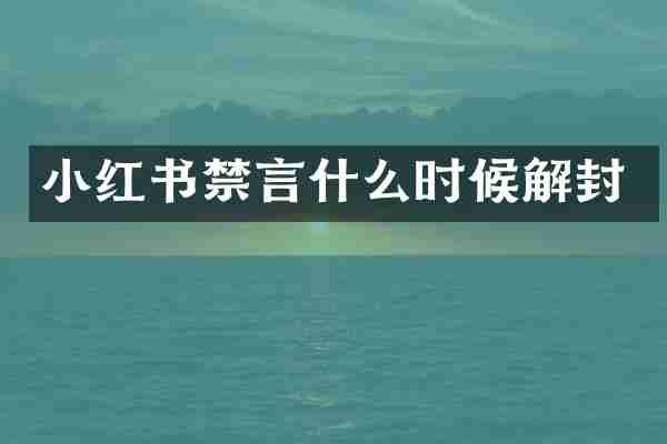小红书禁言什么时候解封