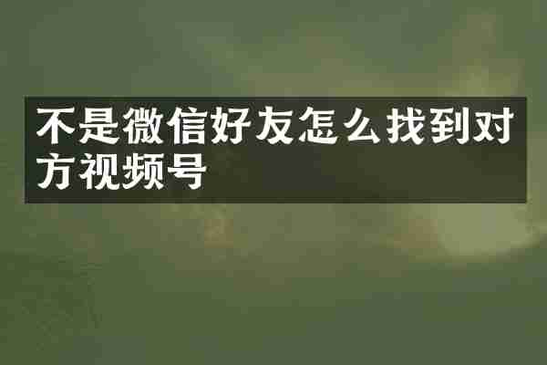 不是微信好友怎么找到对方视频号