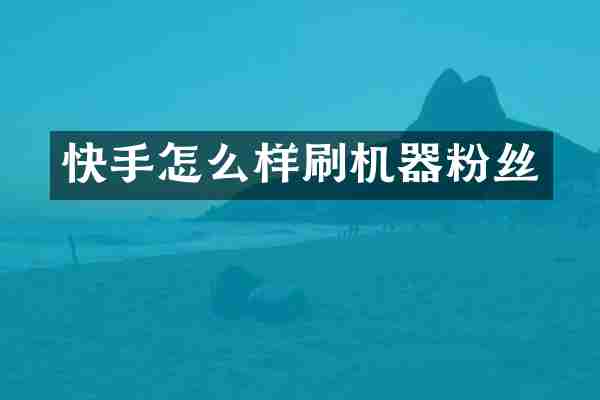 快手怎么样刷机器粉丝