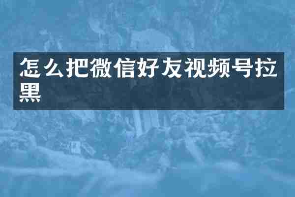 怎么把微信好友视频号拉黑