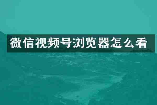 微信视频号浏览器怎么看