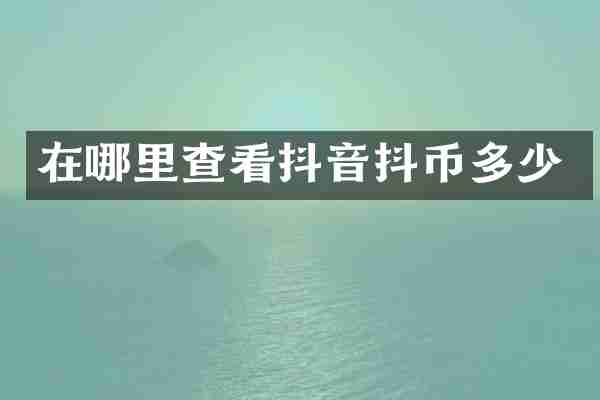 在哪里查看抖音抖币多少