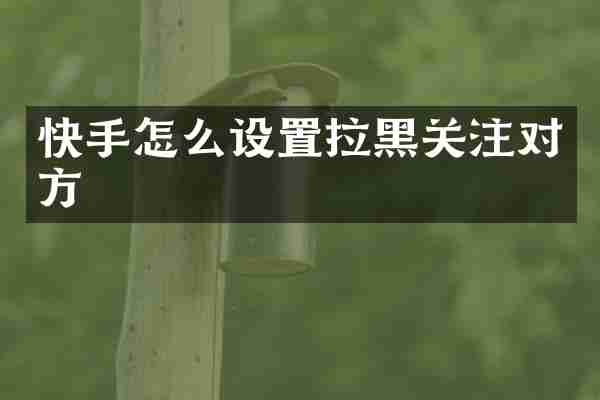快手怎么设置拉黑关注对方