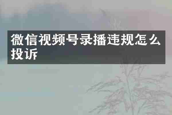 微信视频号录播违规怎么投诉