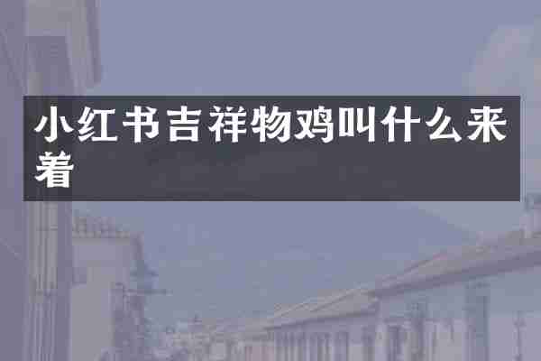 小红书吉祥物鸡叫什么来着