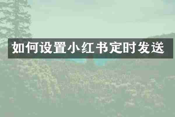 如何设置小红书定时发送