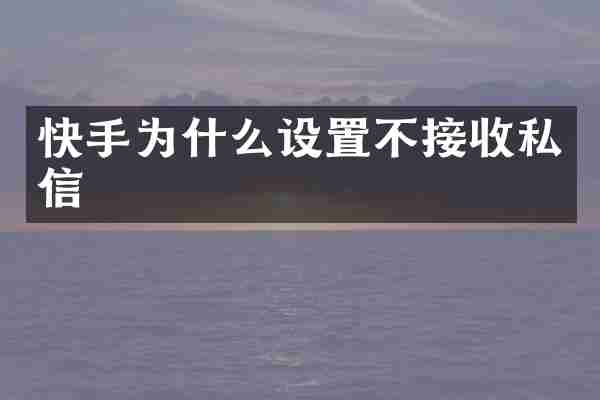 快手为什么设置不接收私信