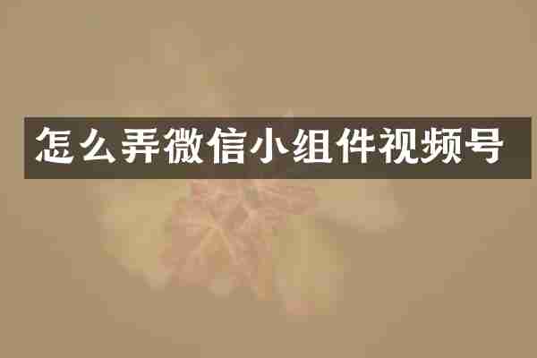 怎么弄微信小组件视频号