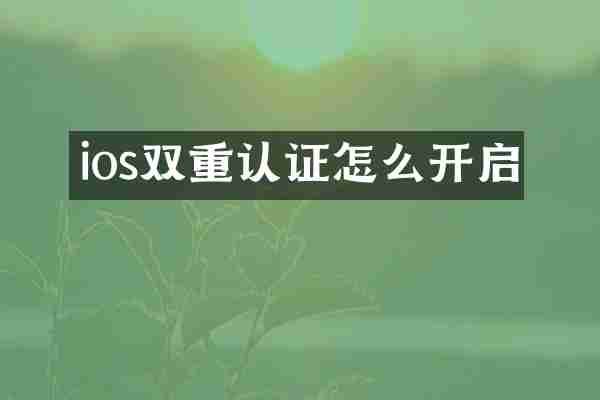 ios双重认证怎么开启